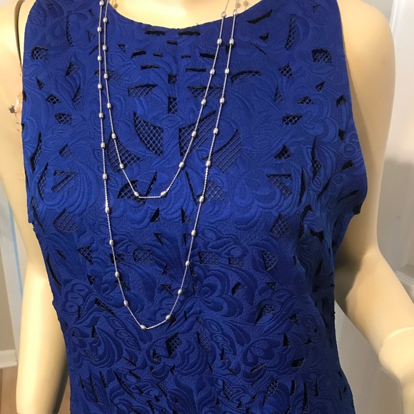 GREYLIN LASER CUT MINI DRESS, SMALL, ROYAL BLUE - Picture 9 of 9